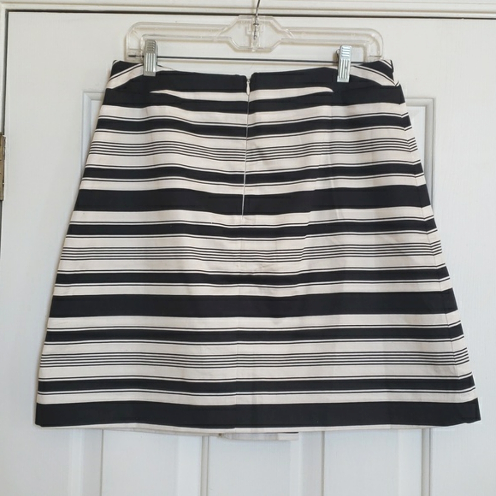 Vintage Valerie Bertinelli Striped A-Line Skirt Pleated Black Off-White Size 10 - Picture 4 of 9